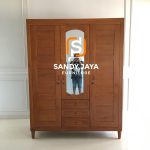 Almari Pakaian Lemari Baju Pintu 3 Minimalis Kayu Jati SJF-ALPKN 04 - Image 3