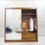 Almari Pakaian Lemari Baju Pintu Sliding Model Custom Minimalis Kayu Jati SJF-ALPKN 02 - Image 2