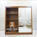 Almari Pakaian Lemari Baju Pintu Sliding Model Custom Minimalis Kayu Jati SJF-ALPKN 02 - Image 3