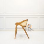 Kursi Cafe Minimalis Modern Kayu Jati Kombinasi Rotan SJF-KCFE 04 - Image 2