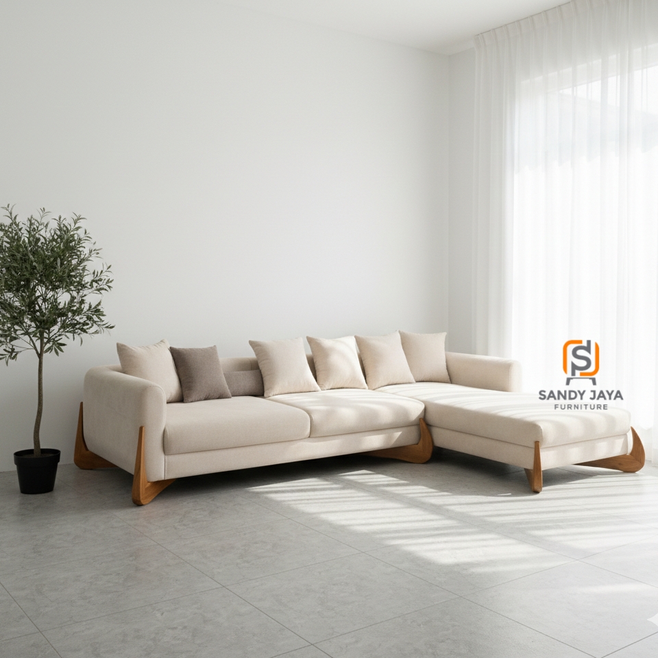 Sofa Minimalis (1) Sofa Ruang Tamu Minimalis Scandinavian Jati SJF-SOF 012 - Image 1