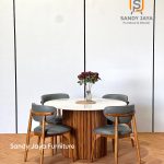 Meja Makan Bulat Marmer Cream SJF-SKMM 026