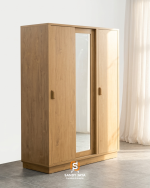 Lemari Pakaian Jati Minimalis 3 Pintu Cermin SJF-ALPKN 023