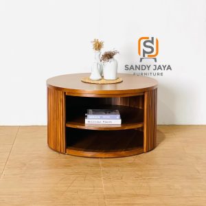 Meja Tamu Bundar Kayu Jati Minimalis Salur Estetik