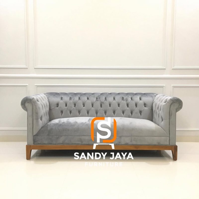 Sofa Chesterfield Minimalis Modern Grey