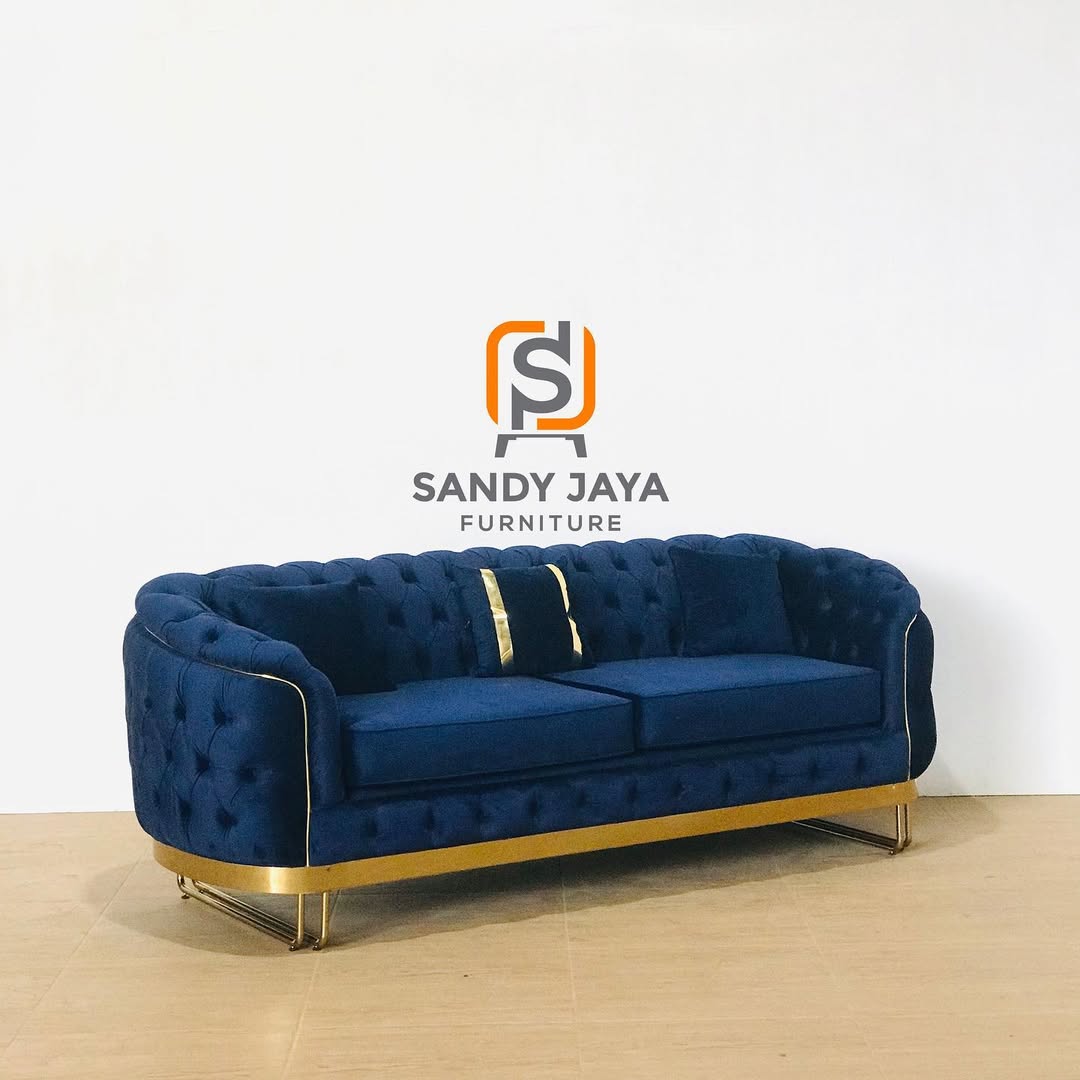 Sofa Custom Mewah Navy Gold