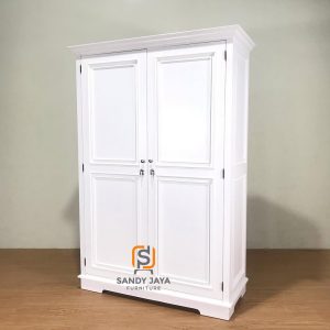 Lemari pakaian minimalis modern 2 pintu warna putih