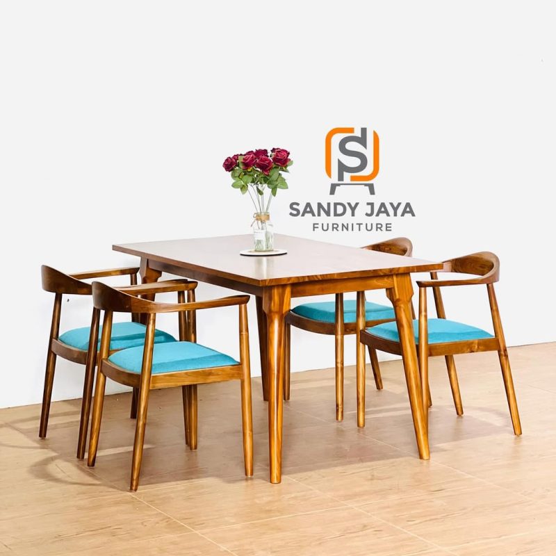 Set Kursi Makan Minimalis 4 Kursi Kayu Modern