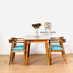 Set Kursi Makan Minimalis 4 Kursi Kayu Jati Modern