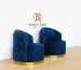 Supplier furniture hotel dengan kursi lobby mewah warna biru elegan untuk interior hotel modern