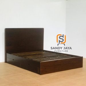 Tempat Tidur Laci Kayu Jati Minimalis 