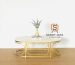Meja tamu oval marmer dengan rangka stainless gold Sandy Jaya Furniture